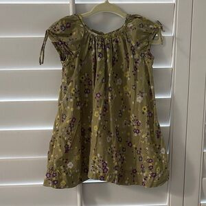 Bonpoint Kids Dress in Olive and Violet Floral